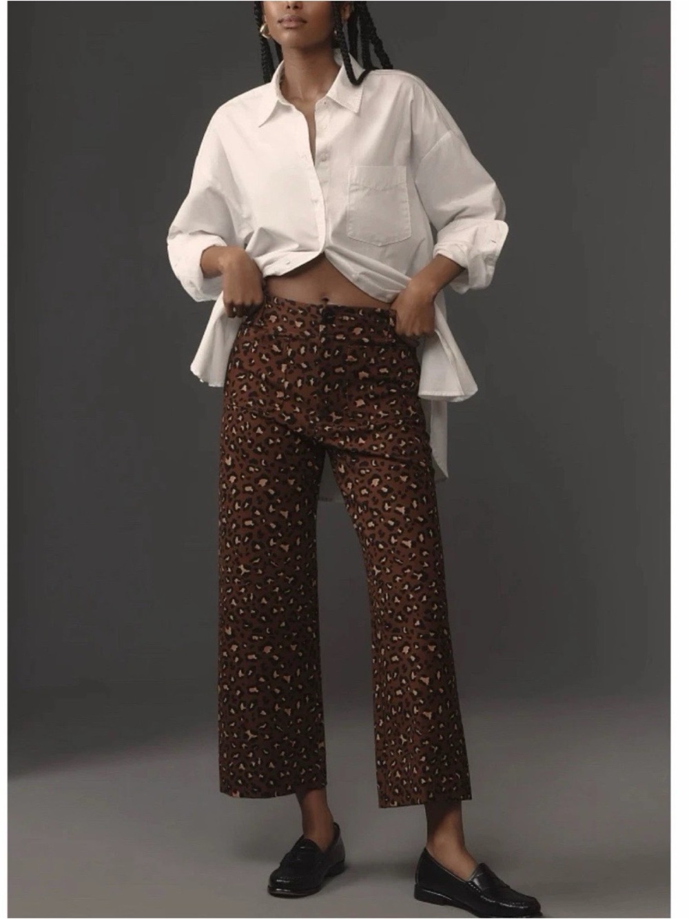 Anthropologie Maeve Leopard-Print Wide Leg Pants